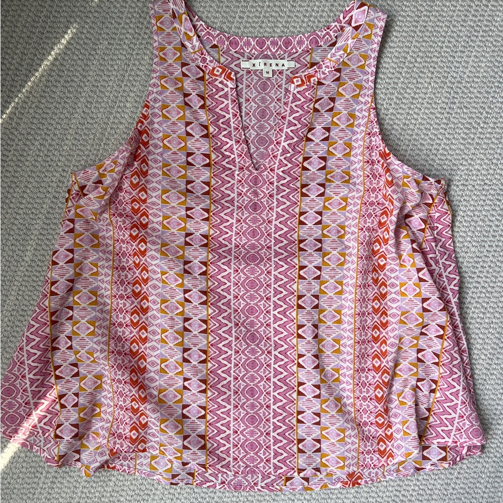 Xirena Pink Patterned Sleeveless Top